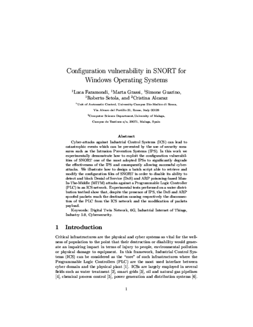 Configuration vulnerability in SNORT for Windows operating systems