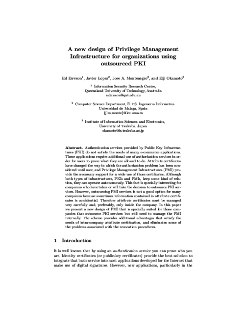 A New Design of Privilege Management Infrastructure (PMIs) for Organizations Using Outsourced PKI