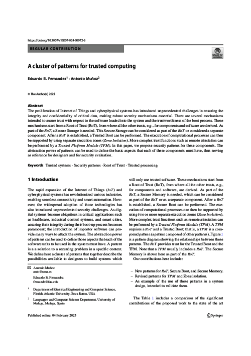 A cluster of patterns for Trusted Computing