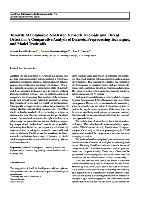 Towards maintainable AI-driven network anomaly and threat detection: a comparative analysis of datasets, preprocessing techniques, and model trade-offs
