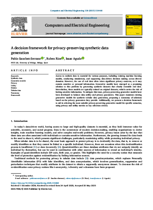 A decision framework for privacy-preserving synthetic data generation