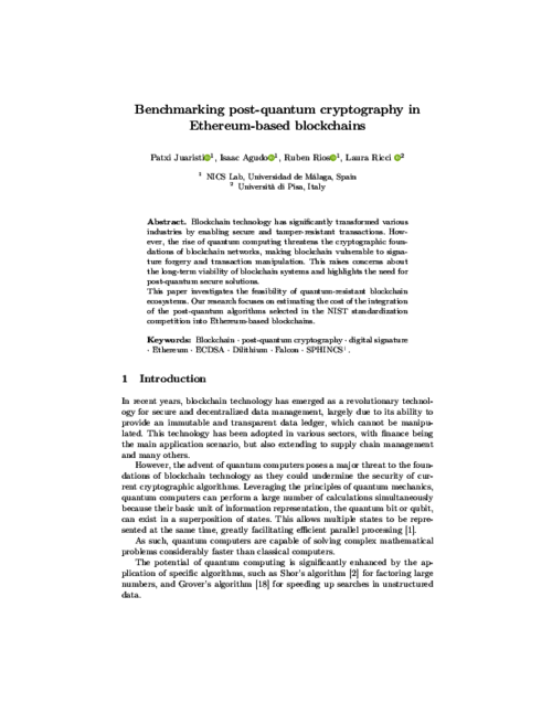 Benchmarking post-quantum cryptography in Ethereum-based blockchains