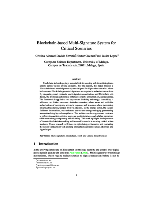 Blockchain-based Multi-Signature System for Critical Scenarios