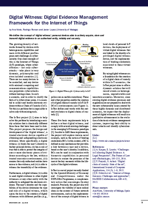 Digital Witness: Digital Evidence Management Framework for the Internet of Things