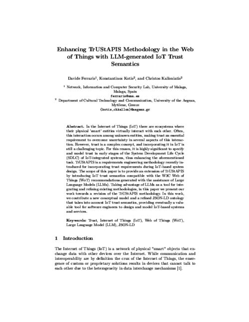 Enhancing TrUStAPIS Methodology in the Web of Things with LLM-generated IoT Trust Semantics