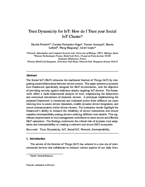 Trust dynamicity for IoT: How do i trust your social IoT cluster?