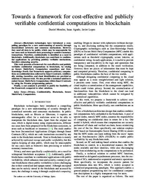 Toward a Framework for Cost-Effective and Publicly Verifiable Confidential Computations in Blockchain