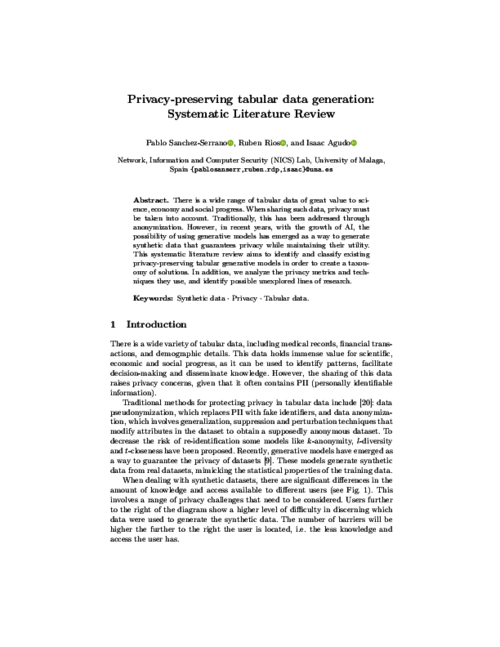 Privacy-preserving tabular data generation: Systematic Literature Review