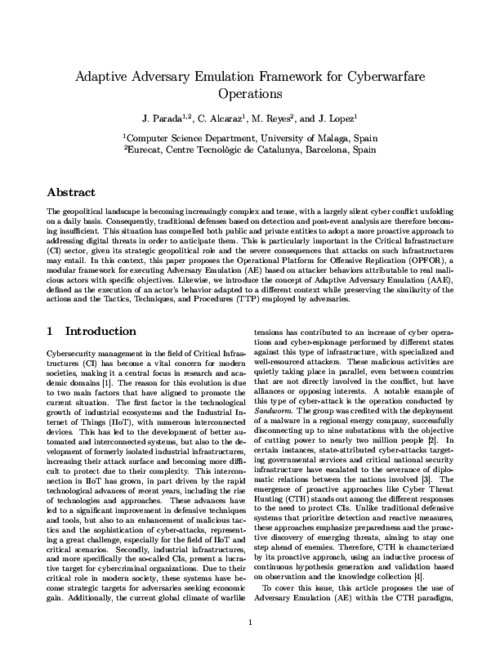 Adaptive Adversary Emulation Framework for Cyberwarfare Operations